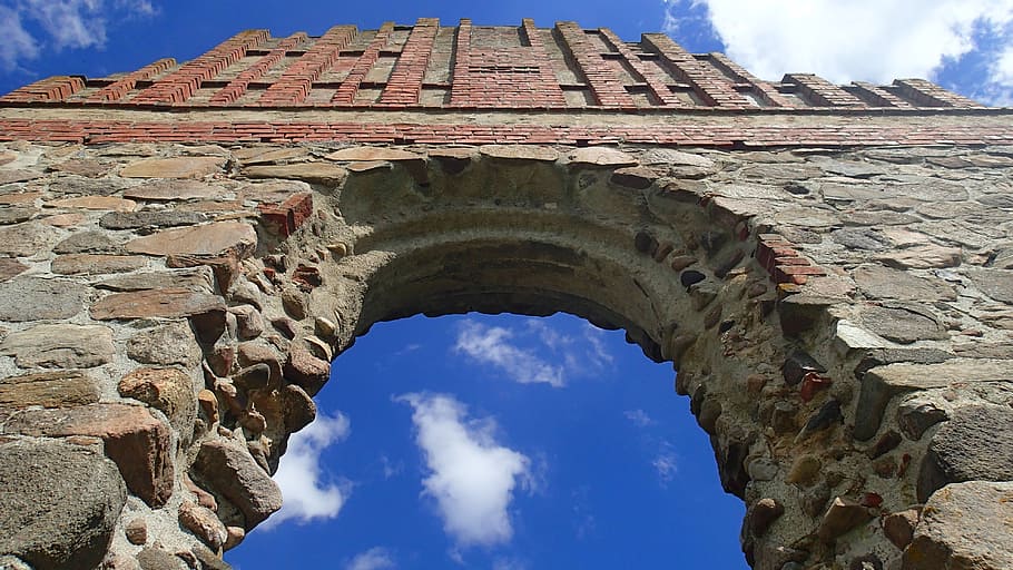 worm's eye view ark, sky, clouds, ruined, old, old building HD wallpaper