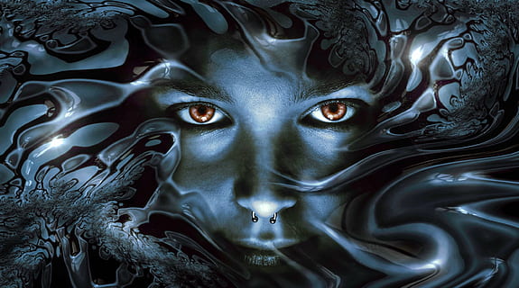 human face illustration, view, metallic, shiny, eyes, noble HD wallpaper