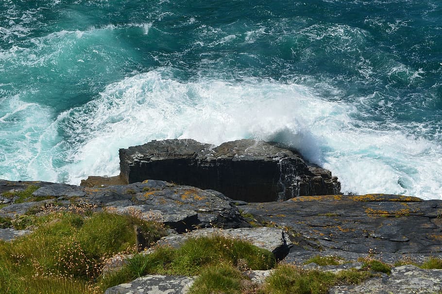 cornwall, sea side, wave, beach, water, coast, blue, outdoors HD wallpaper
