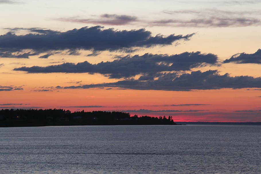 sunset, ocean, clouds, sea, water, sky, dusk, evening, nature HD wallpaper