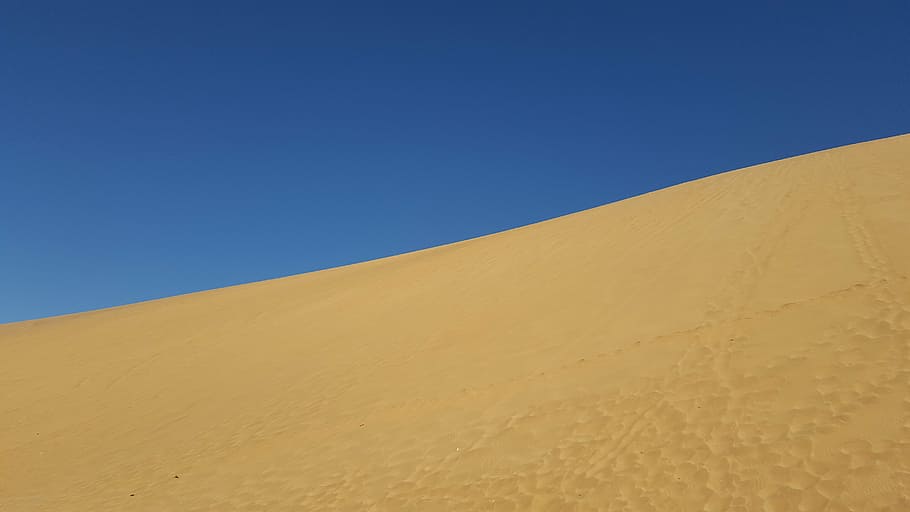 landscape photography of desert hill, namibia, dune, blue sky HD wallpaper