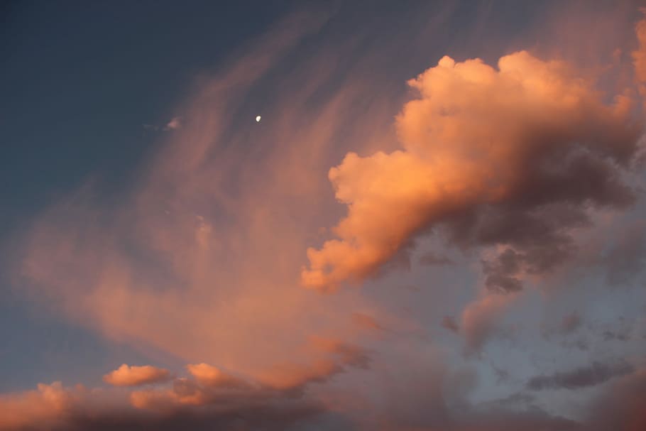 cumulus clouds, gray clouds, sunset, nature, orange, sky, cloud - sky HD wallpaper