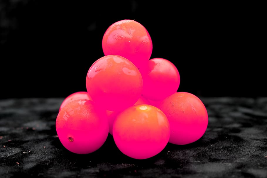 fruit, neon, pink, tomato, pink color, close-up, black background HD wallpaper