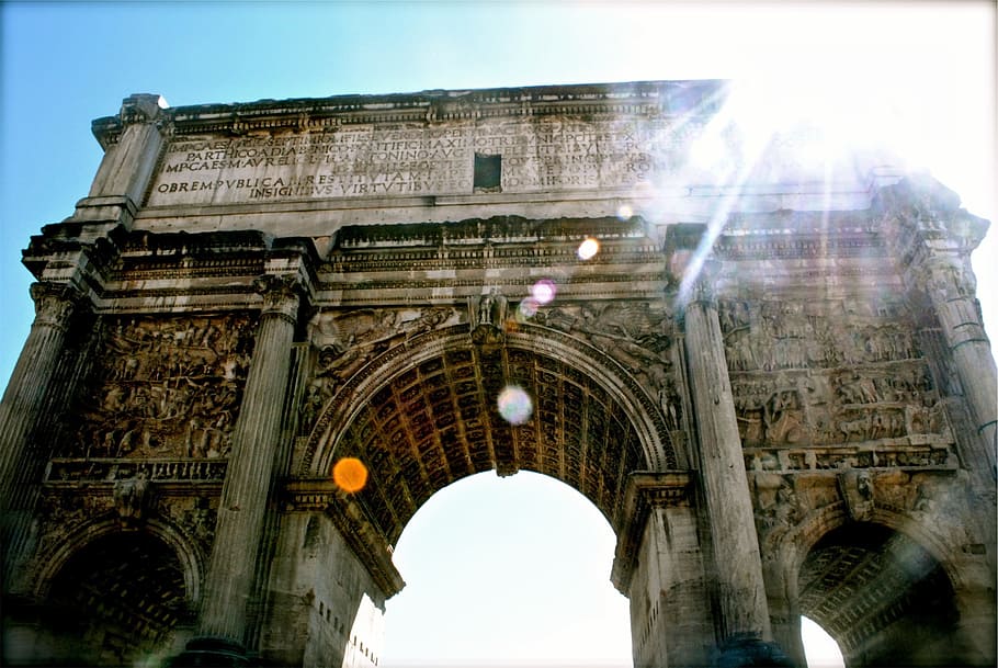 arch, architecture, sunshine, sun rays, low angle view, history HD wallpaper