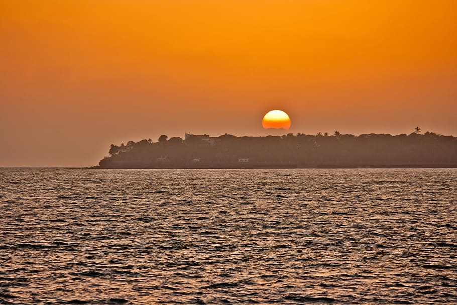 Sunset, Ocean, Orange, sea, dusk, nature, sky, travel Locations HD wallpaper