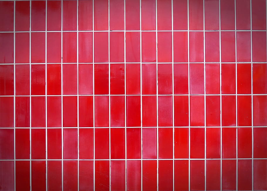 close up photo of red tiles, wall, background, pattern, texture HD wallpaper