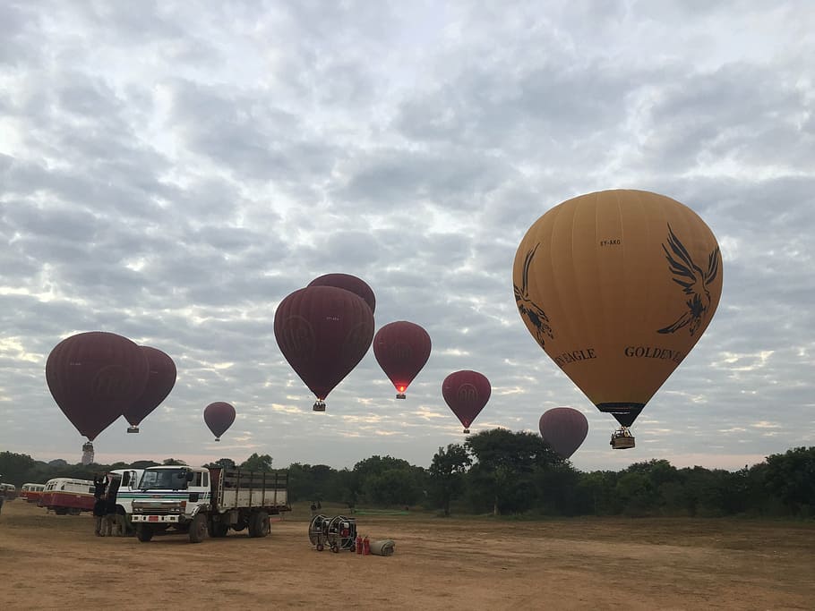 bagan, balloon, temple, landscape, heritage, buddhism, adventure HD wallpaper