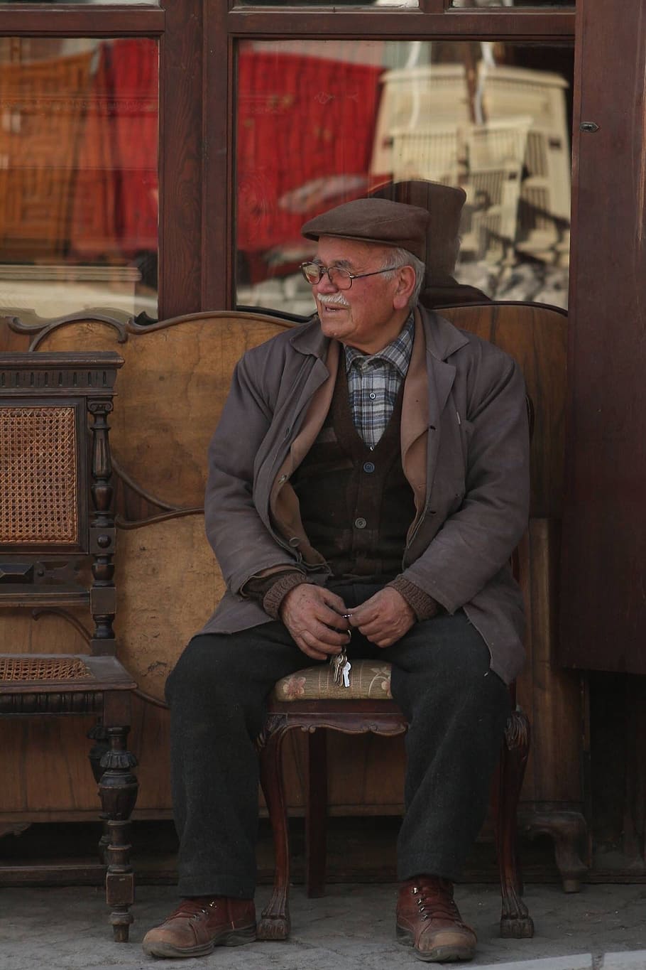 old, m, antique, one person, senior adult, sitting, males, full length HD wallpaper
