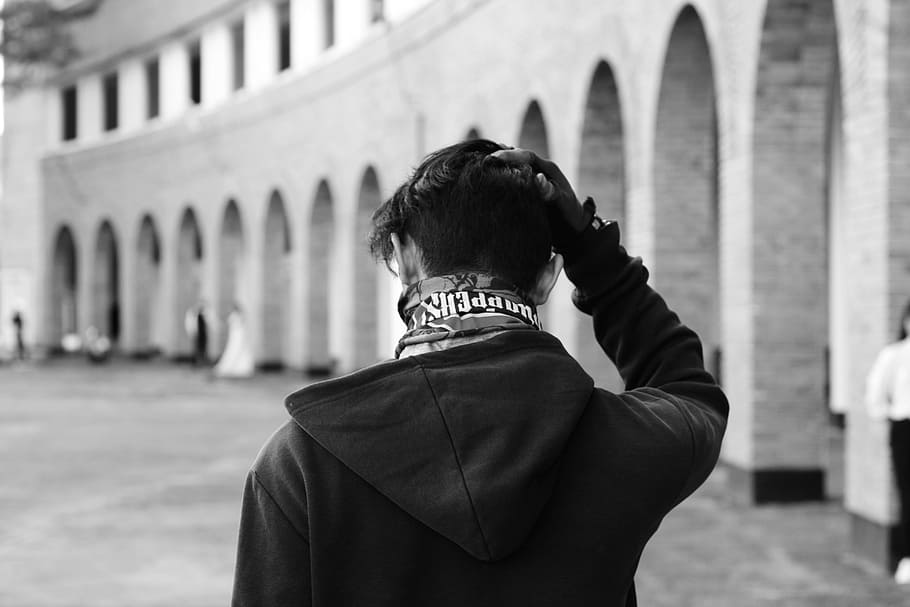 HD wallpaper grayscale photography of man wearing hoodie sad boy nigga black and white Wallpaper Flare