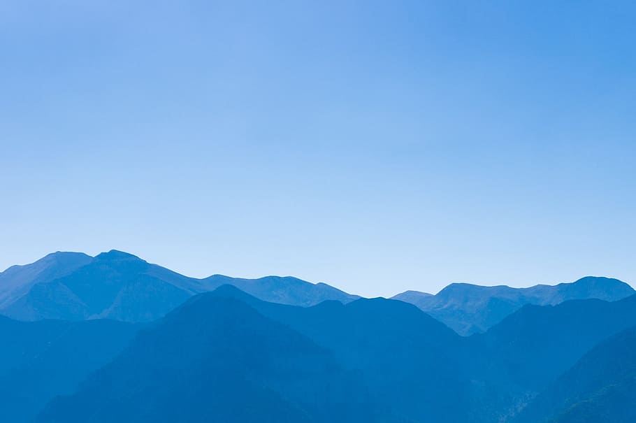 blue, sky, mountain, landscape, view, nature, summit, peak HD wallpaper