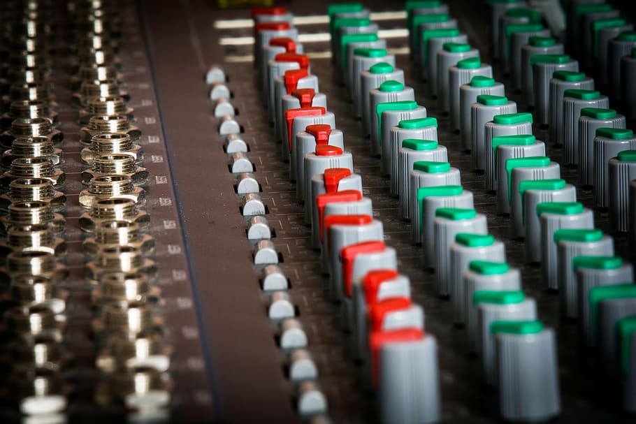 close-up photography of black audio mixer, amplifier, power mixer, HD wallpaper