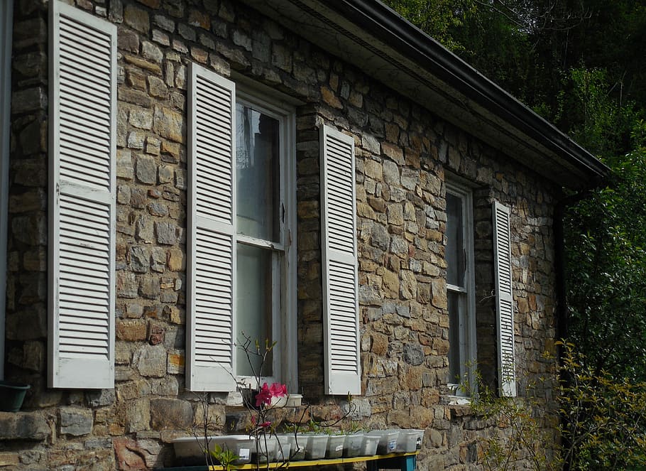 masonry, windows, architecture, wall, building, house, stone HD wallpaper