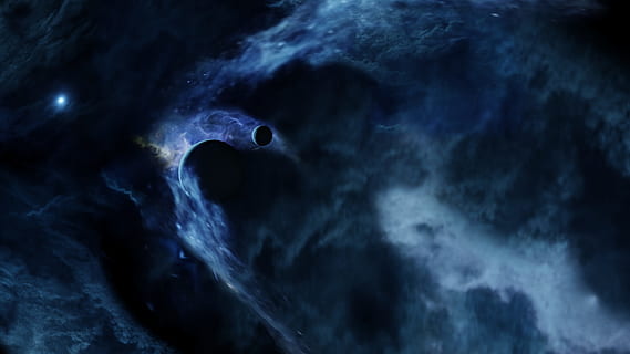 white and blue galaxy, space, planets, moon, nebula, cosmos HD wallpaper