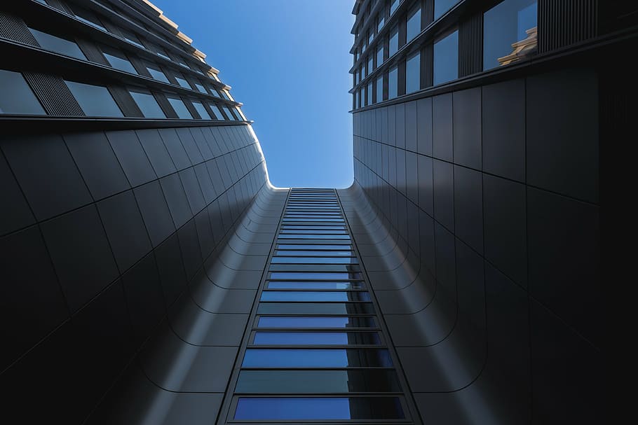 architecture, building, city, facade, futuristic, glass windows HD wallpaper