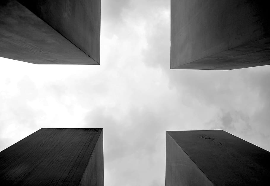 black-and-white, architecture, sky, built structure, building exterior HD wallpaper