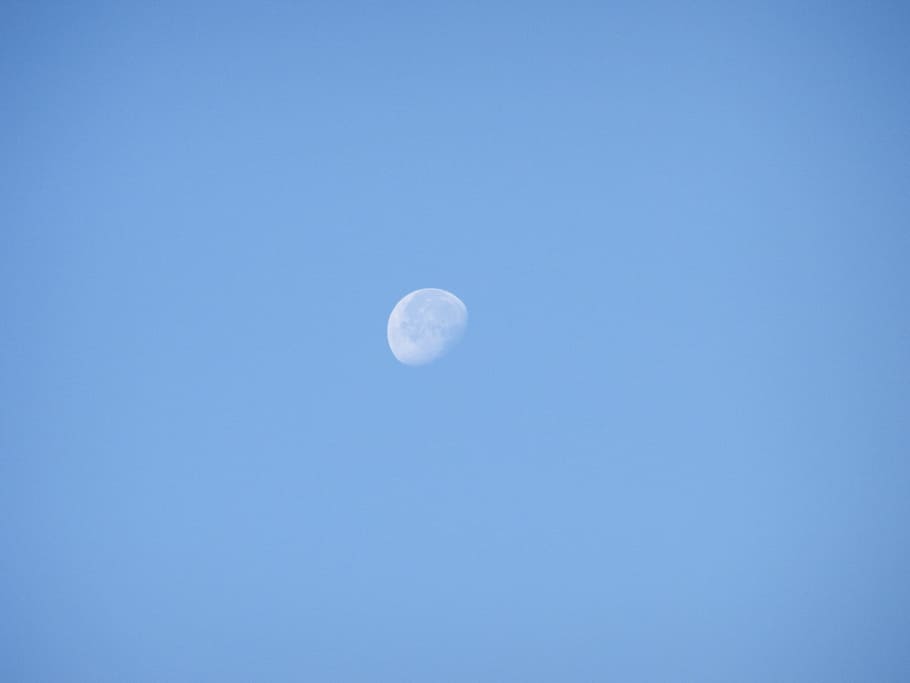 Moon, Blue, Sky, Moonlight, Astronomy, bright, orbit, lunar HD wallpaper