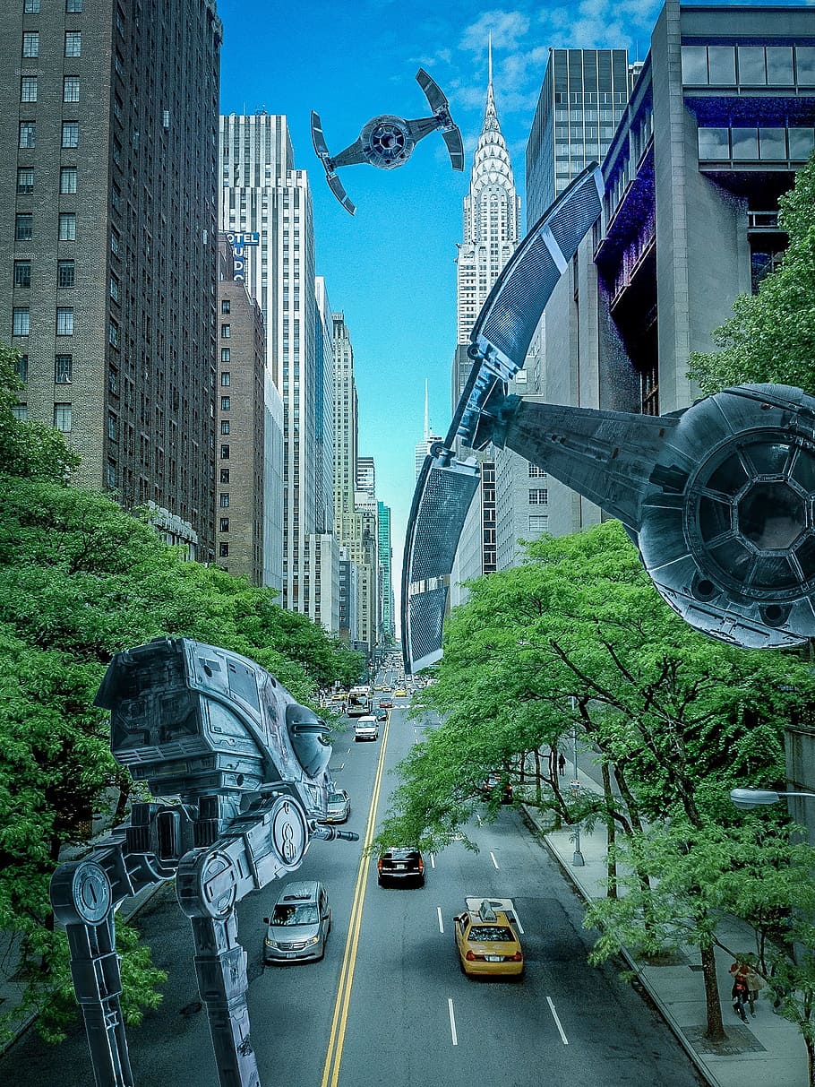 Spaceship, Alien, Ufo, Forward, Universe, architecture, city HD wallpaper
