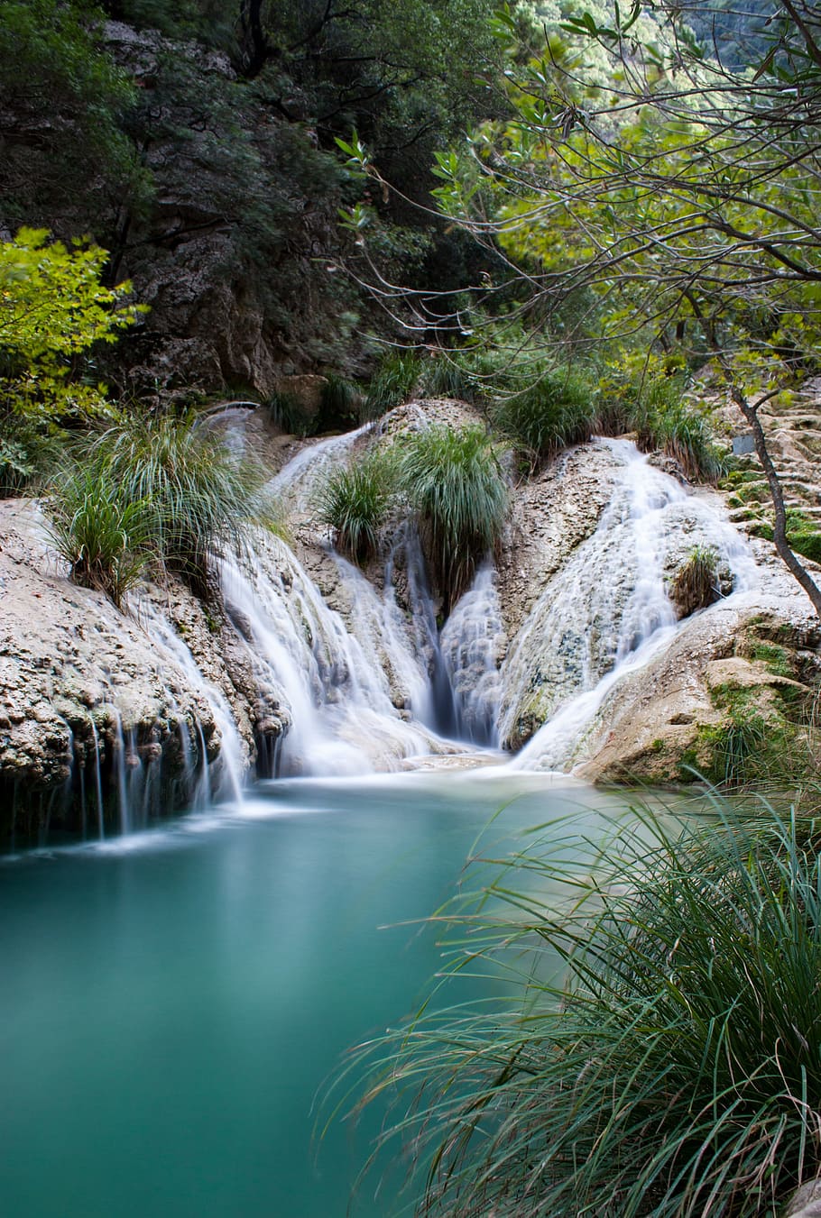 Waterfall, Nature, Landscape, natural, forest, outdoor, green, HD wallpaper