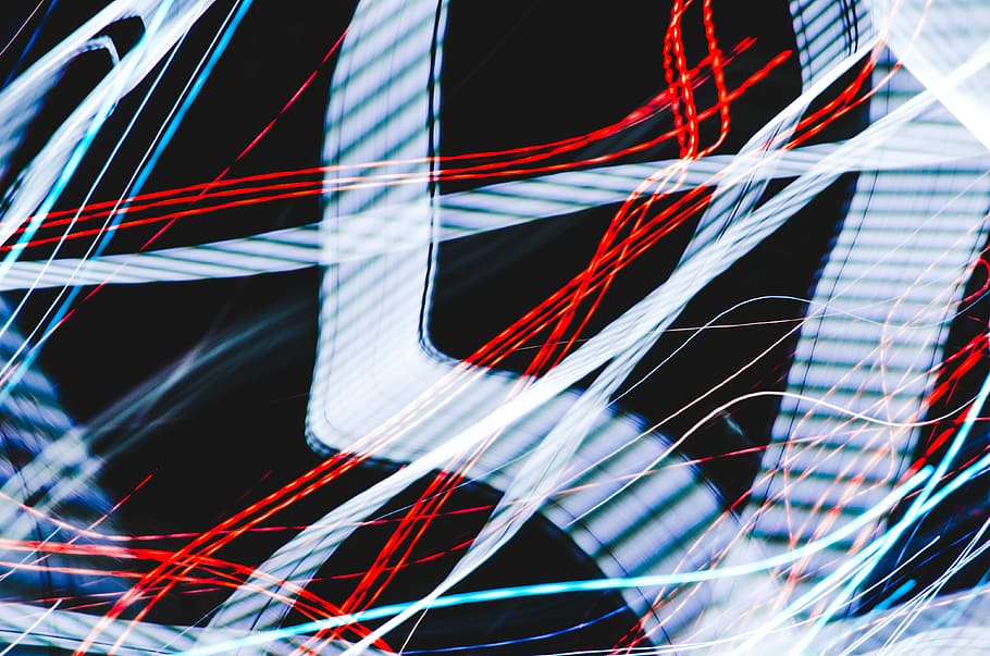 black, red, and white lights, white, red, and black digital design HD wallpaper