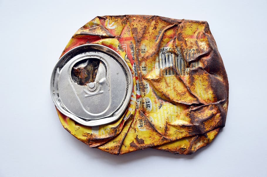 folded brown can, softdrink, tin, flat, rusty, beverage, cans HD wallpaper