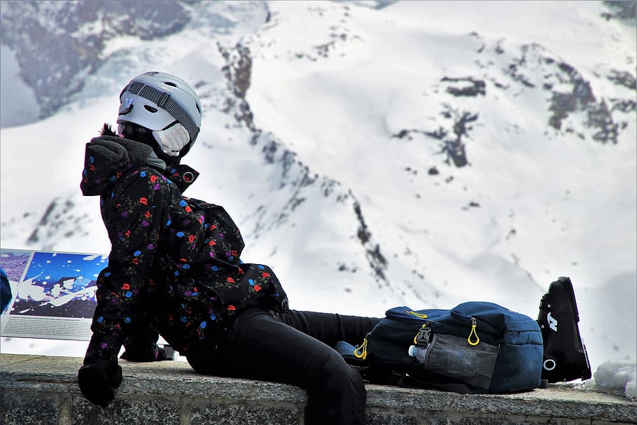 helmet, ski, jacket, one, snow, winter, cold, ice, sport, adventure, HD wallpaper