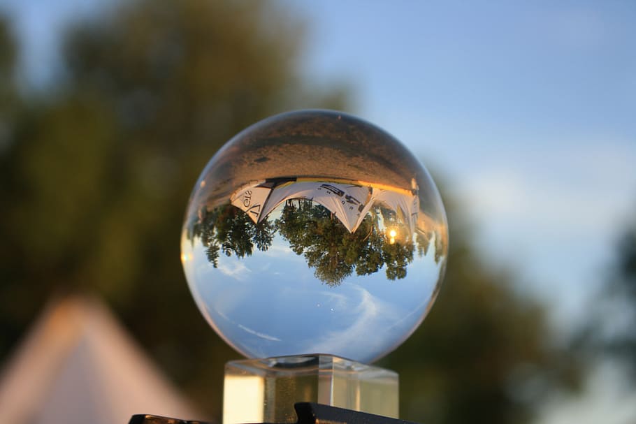 crystal ball, reflection, sphere, globe, round, close-up, nature HD wallpaper