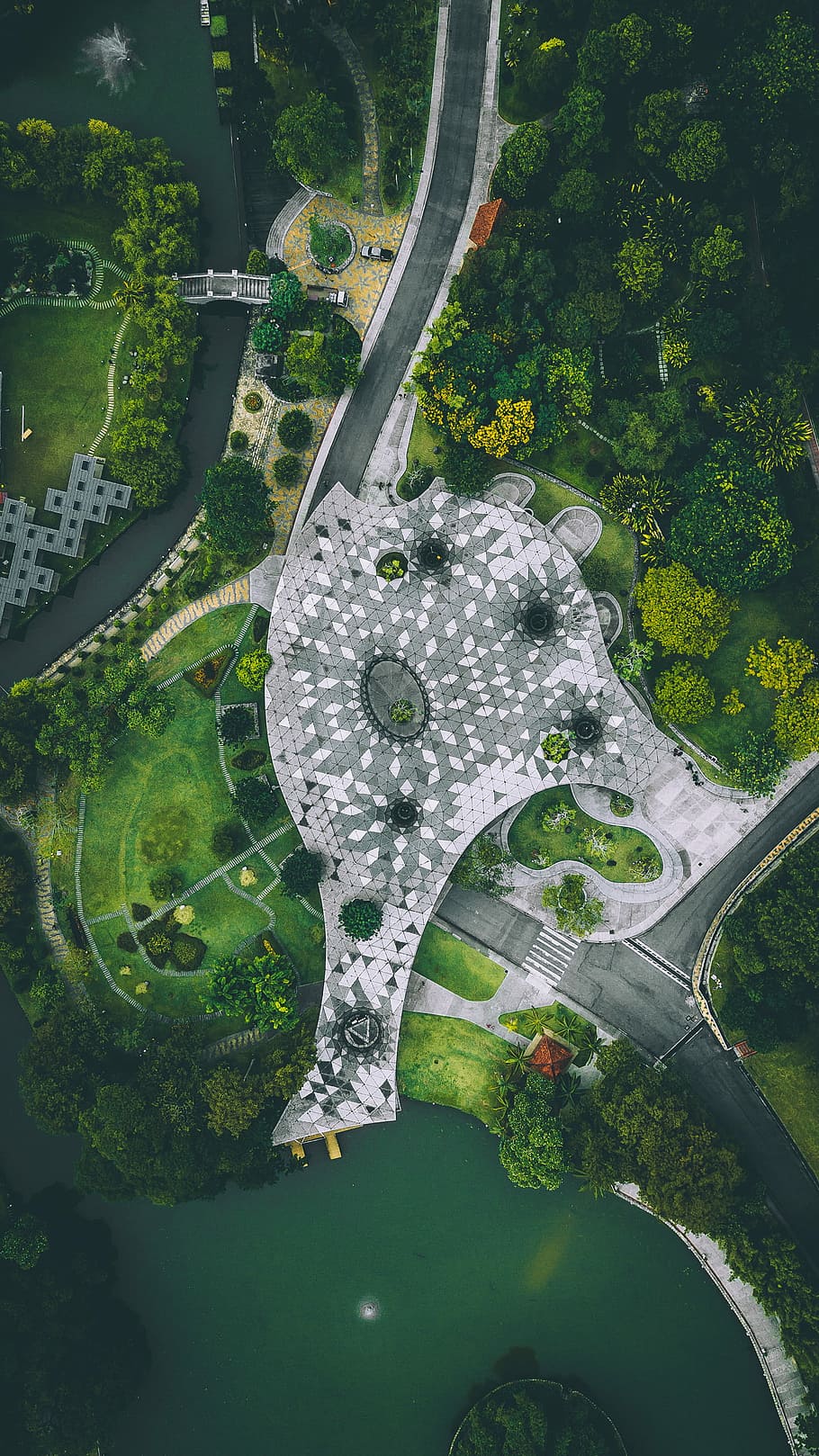 aerial view of park near green trees, high-angle photography map HD wallpaper