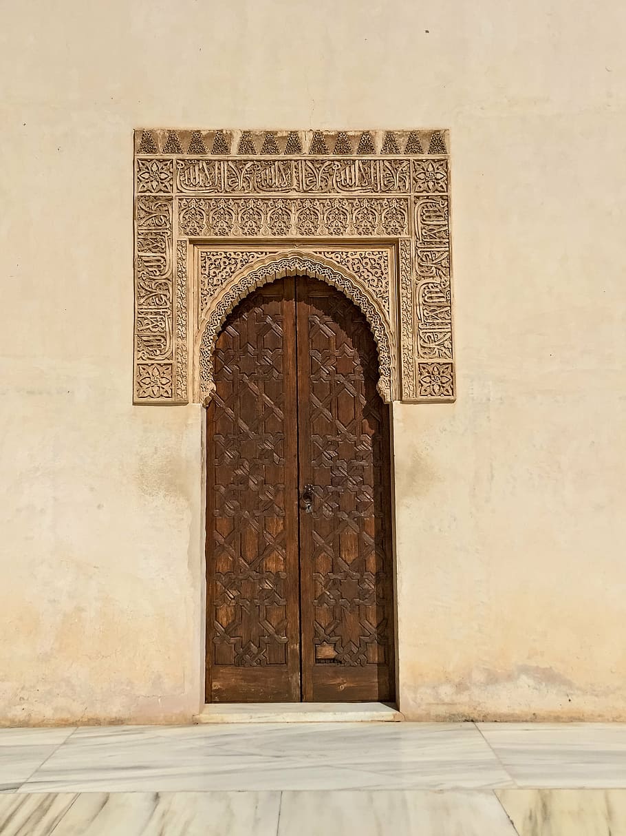 brown wooden door, granada, alhambra, generalife, rural, picturesque, HD wallpaper