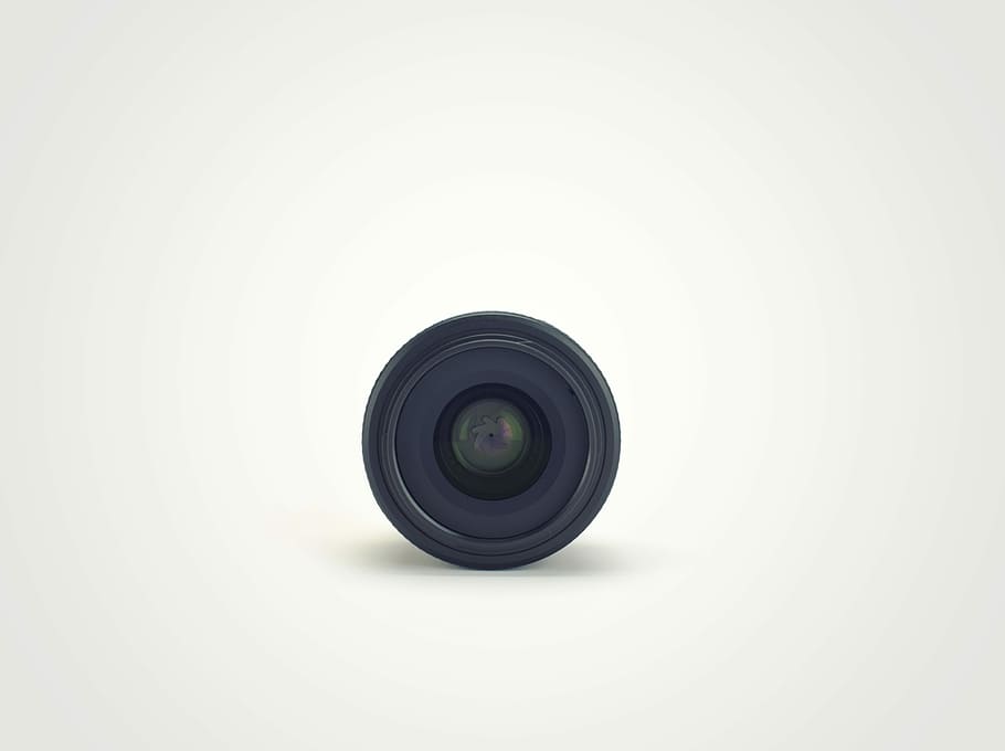 black camera lens, camera lens with white background, equipment HD wallpaper