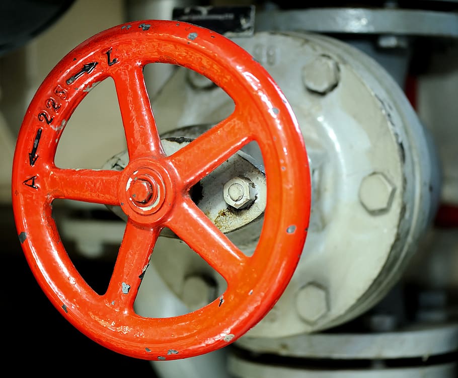 handwheel, regulation, to, closed, open, turn, water, red, metal, HD wallpaper