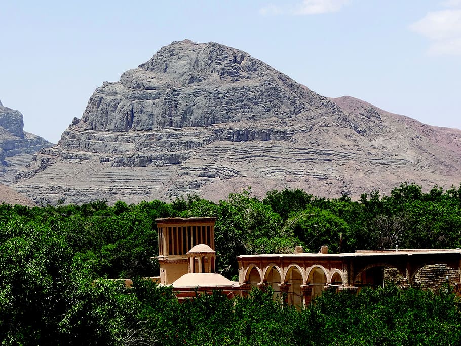 Green, Tree, Kashan, sky, summer, mountain, mountain range HD wallpaper