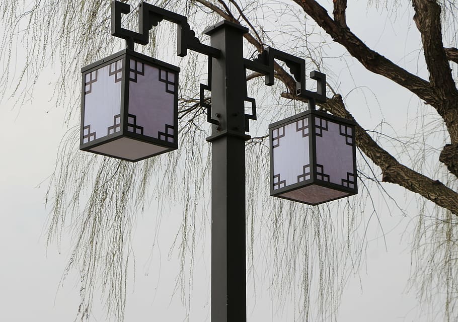 street lamp, wicker, withered, built structure, building exterior HD wallpaper
