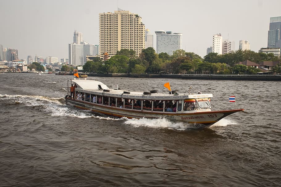 Bangkok, Thailand, River, Boat, transport, city, south-east asia, HD wallpaper