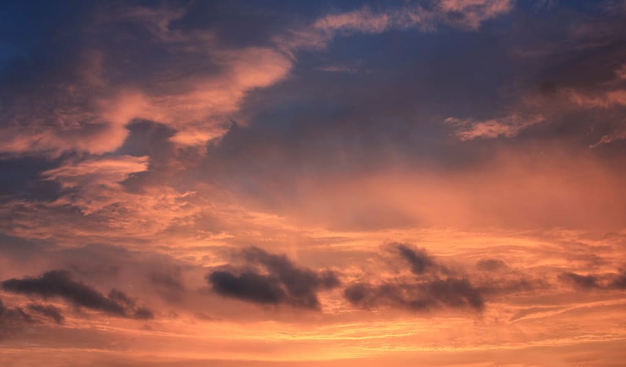 silhouette photography of clouds, sunset, sky, orange sky, evening sky HD wallpaper