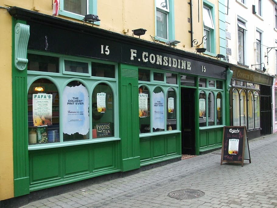 Irish Pub, Front, Ireland, pub front, considine pub, window, HD wallpaper