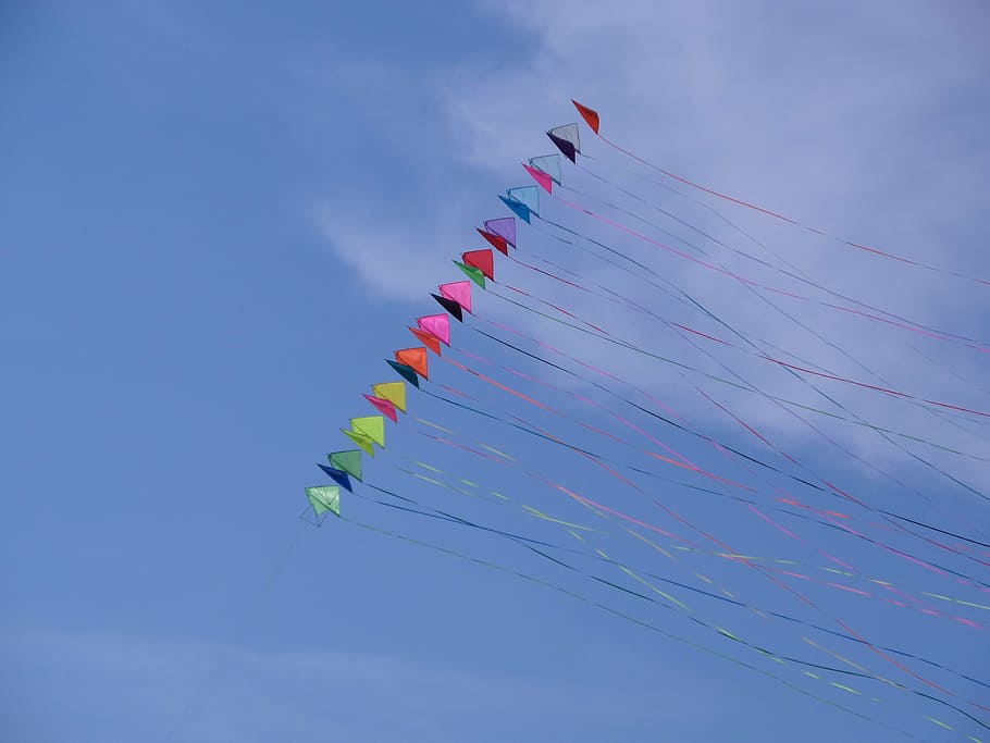time, activity, kite, colors, the sky, blue, blue sky, outdoors HD wallpaper