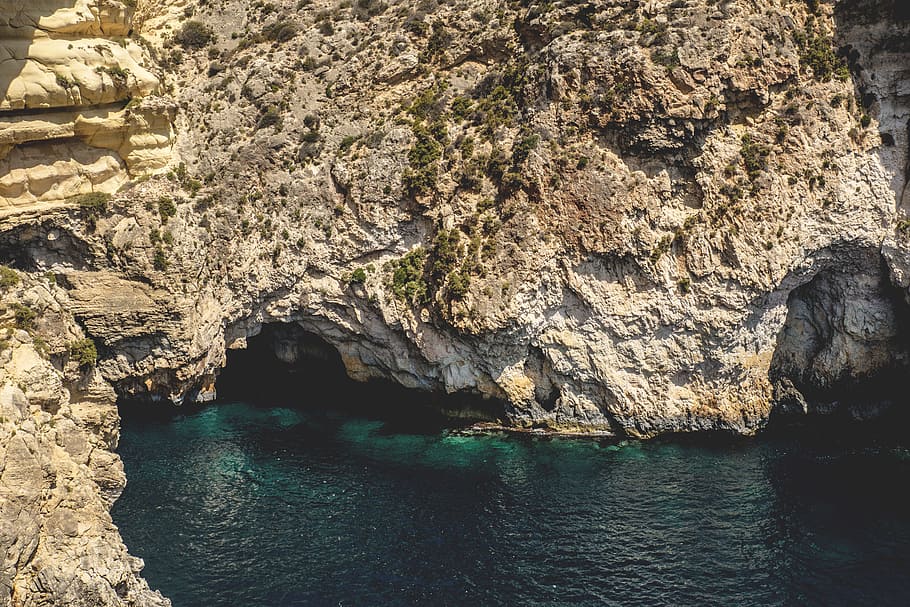 sea, nature, water, ocean, cave, coast, daylight, malta, outdoors HD wallpaper
