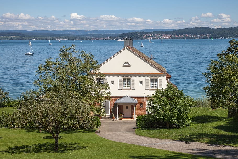 live, water, architecture, homes, building, lake constance HD wallpaper