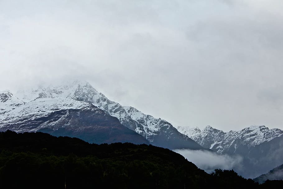panoramic photography of snow mountain, winter, landscape, nature HD wallpaper