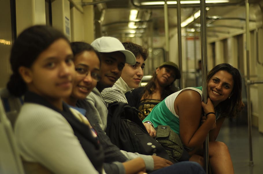 metro, passengers, people, train, group of people, sitting HD wallpaper