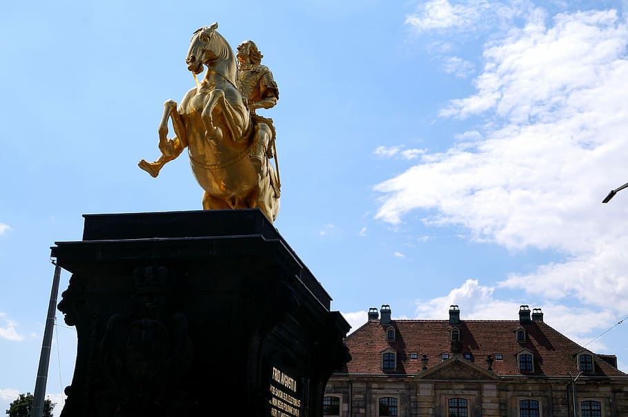 Golden, Rider, Dresden, Historically, golden rider, monument, HD wallpaper