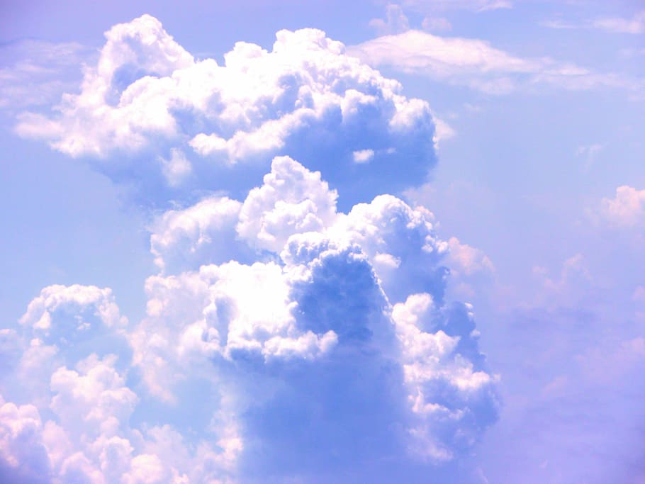 landscape photography of sky and clouds, Blue, Sky, towering cumulus clouds observed HD wallpaper