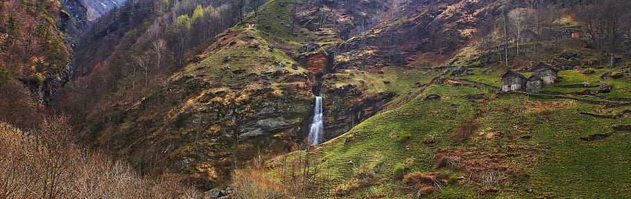 time lapse photography of waterfalls, landscape photography of mountain falls HD wallpaper