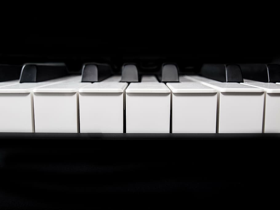 closeup photo of piano keys, keyboard, music, piano keyboard