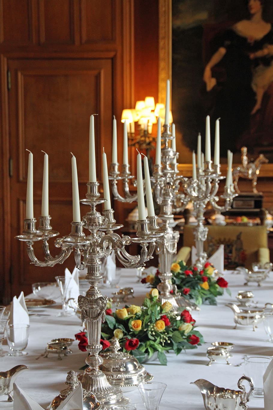 candle holders, silver, christmas, candlestick, candlelight HD wallpaper