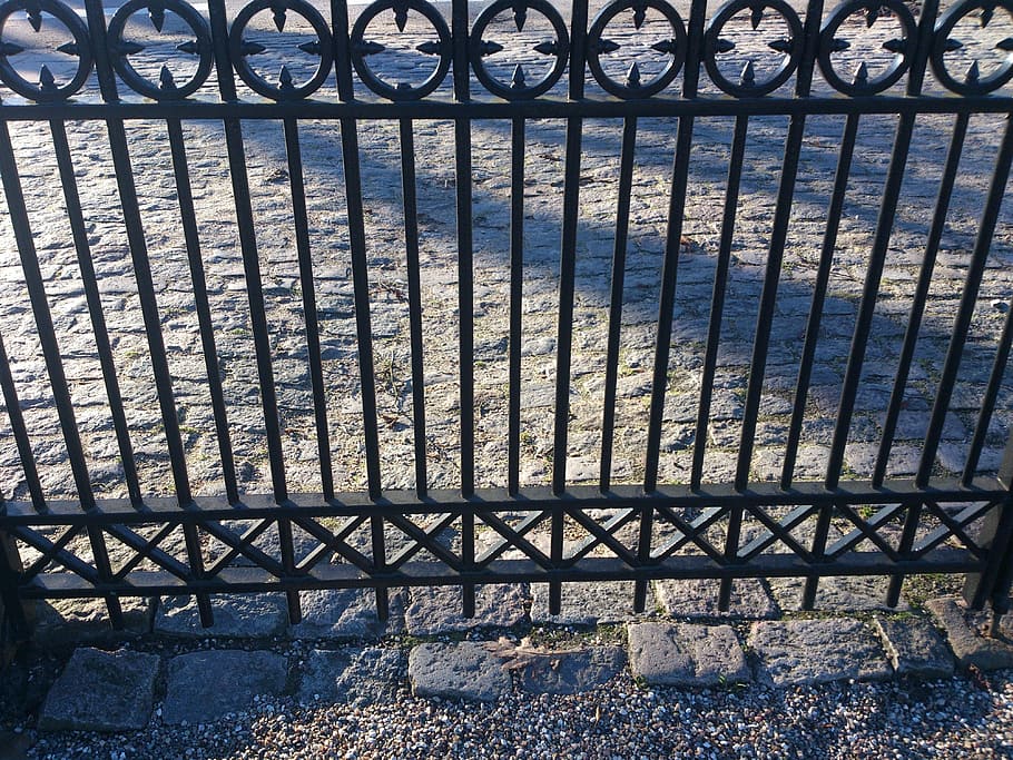 Fences, Iron, Texture, Pattern, black, cobblestone, gray, old HD wallpaper