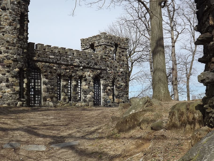 Castle, Abandoned, Trees, park, architecture, building, medieval HD wallpaper