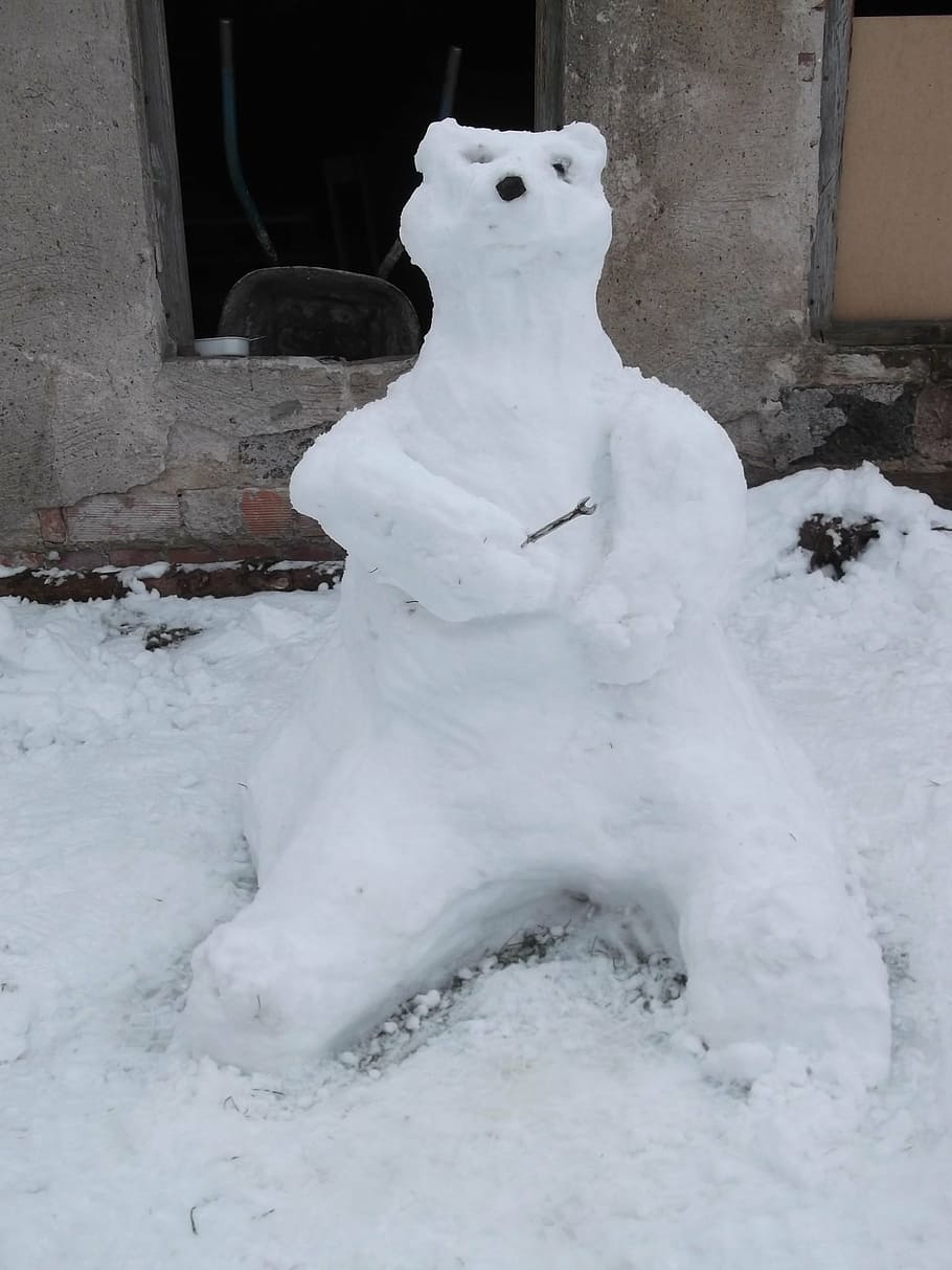 bear, snow, winter, work, frost, statue, creativity, fun, key HD wallpaper