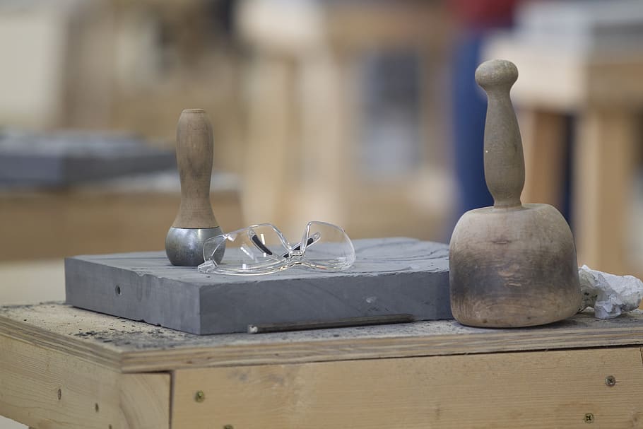 craft, stone, tools, wood - material, focus on foreground, day HD wallpaper