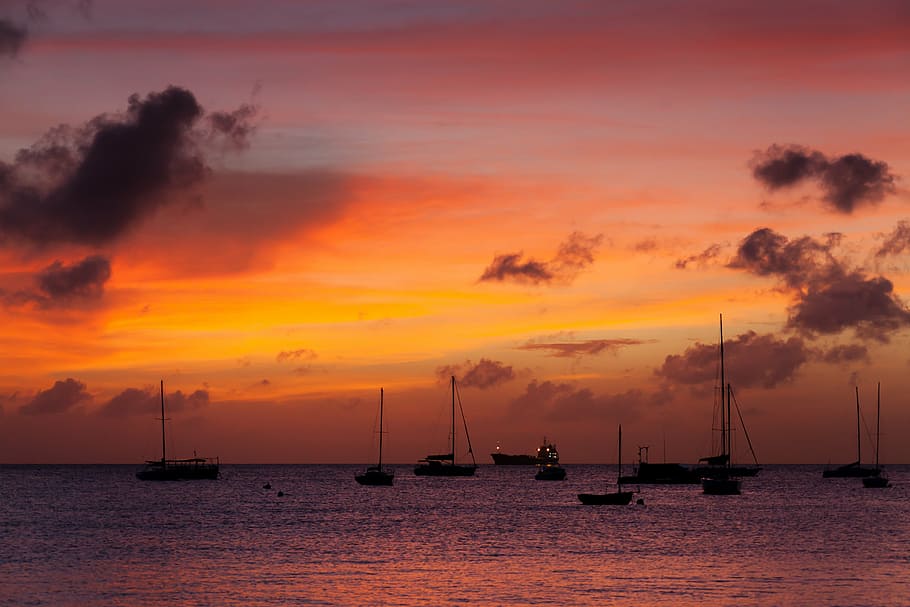 boats, cloud, coast, evening, harbor, horizon, nautical, ocean HD wallpaper